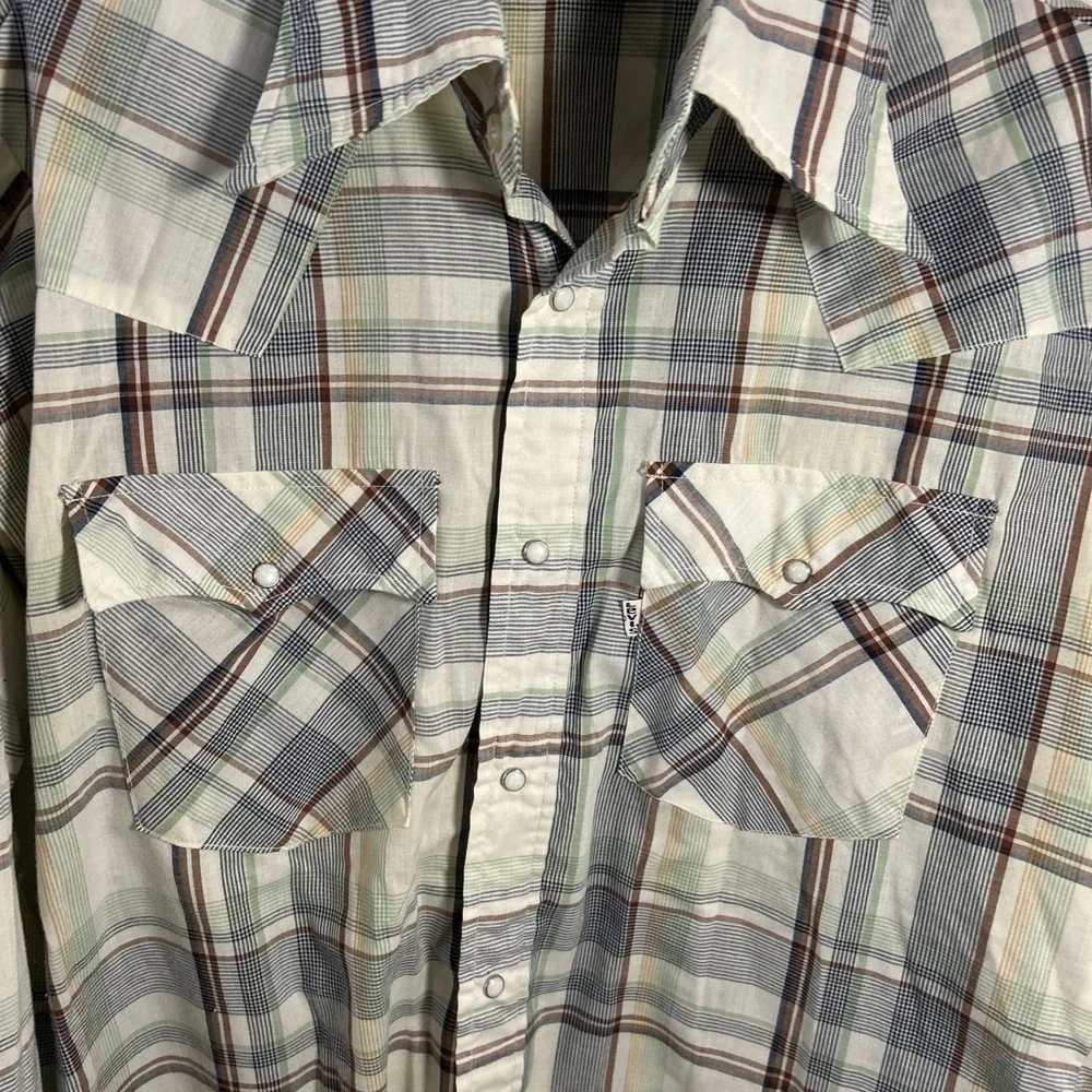 Vintage 70s/80s‎ Levi's Pearl Snap Button Up Western Shirt Size Large